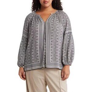 Max Studio Womens Plus 2X Blouse Peasant Style Long Sleeve Top Shirt
